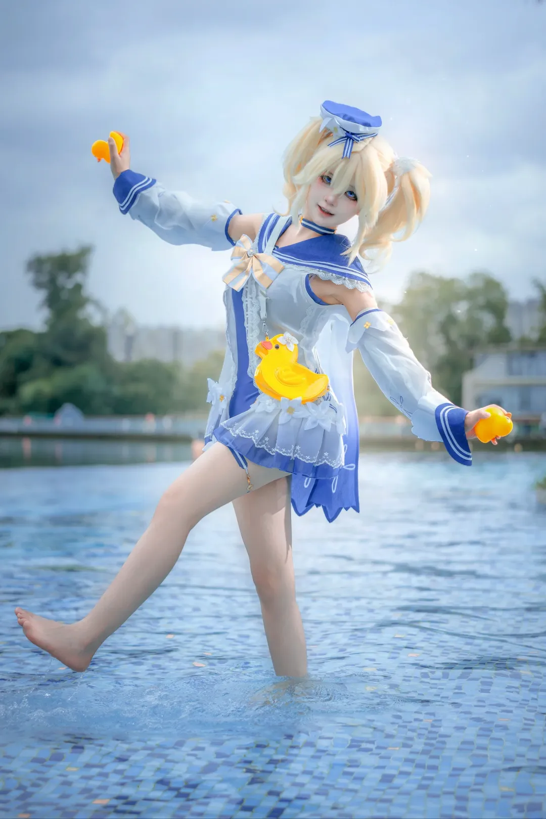 Genshin Impact, Anime-style photography, Barbara Cosplay, Swimsuit cosplay, Summer Film - Image 4