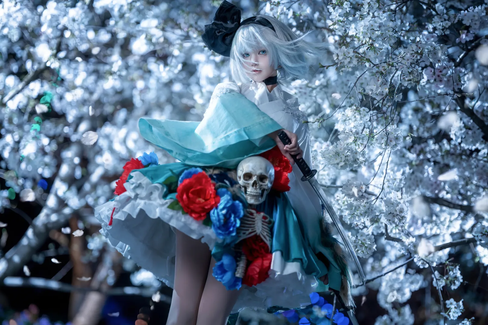东方project, 魂魄妖梦cos, 夜樱, 漫花庄园, 人像摄影 - 第2张