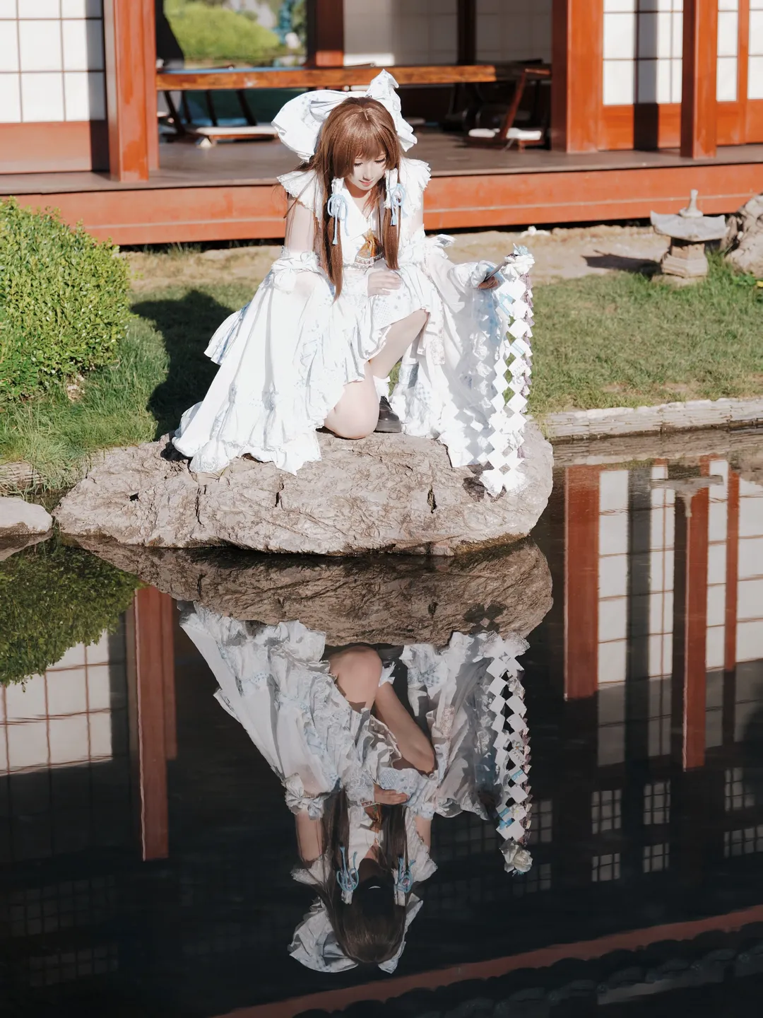氛围感, 博丽灵梦cos, 日式庭院, 东方, 服装质感