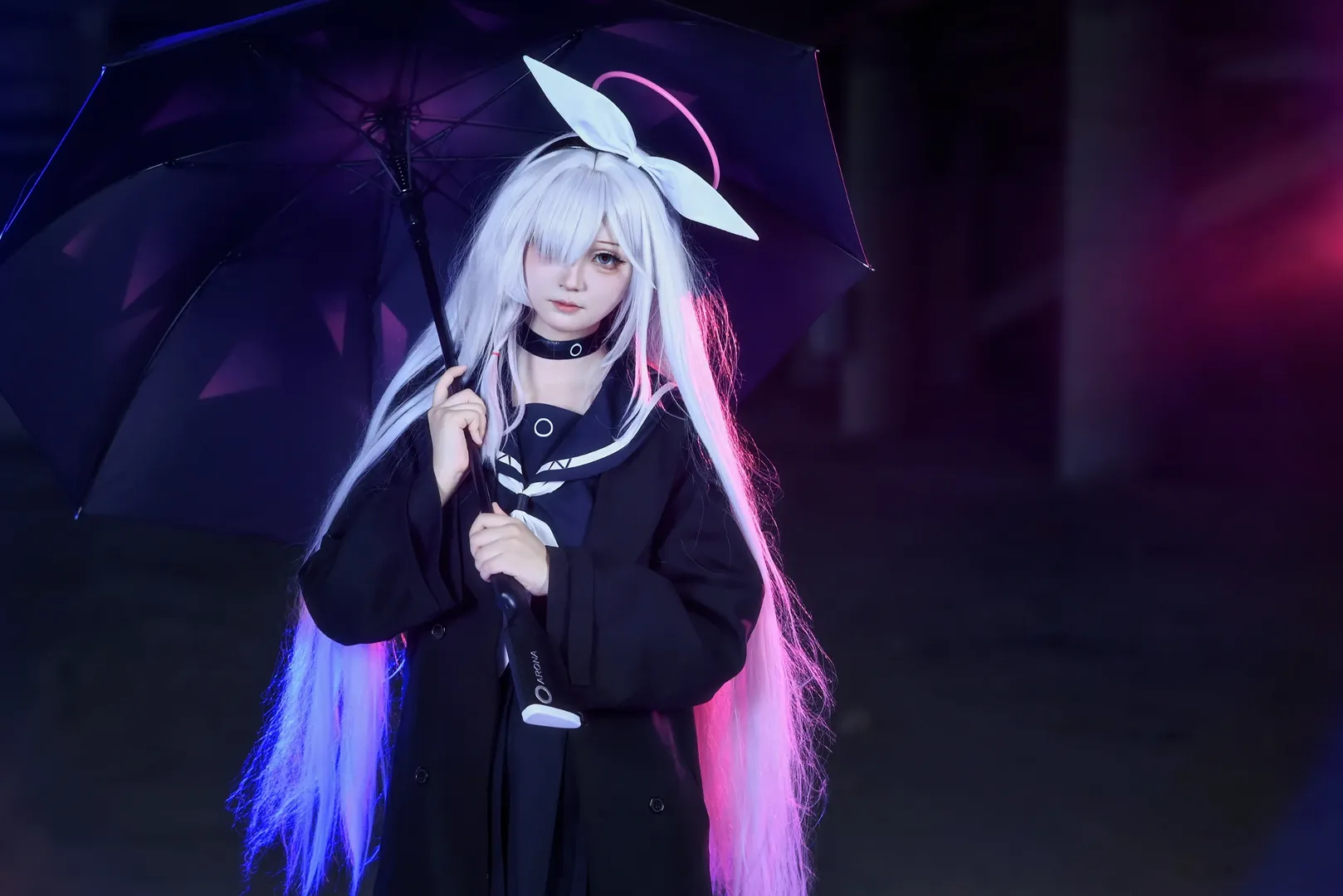 蔚蓝档案, 普拉娜cos, cosplay摄影, 霓虹光影, 废墟风 - 第10张