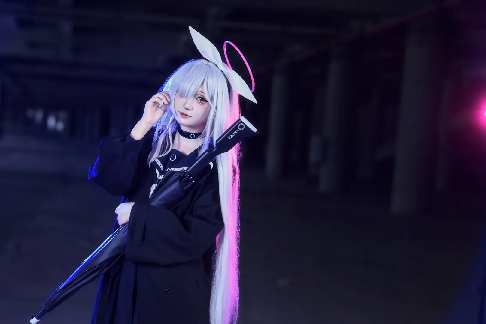 蔚蓝档案, 普拉娜cos, cosplay摄影, 霓虹光影, 废墟风 - 第12张
