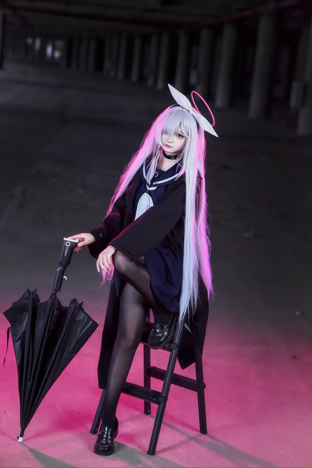 蔚蓝档案, 普拉娜cos, cosplay摄影, 霓虹光影, 废墟风 - 第3张