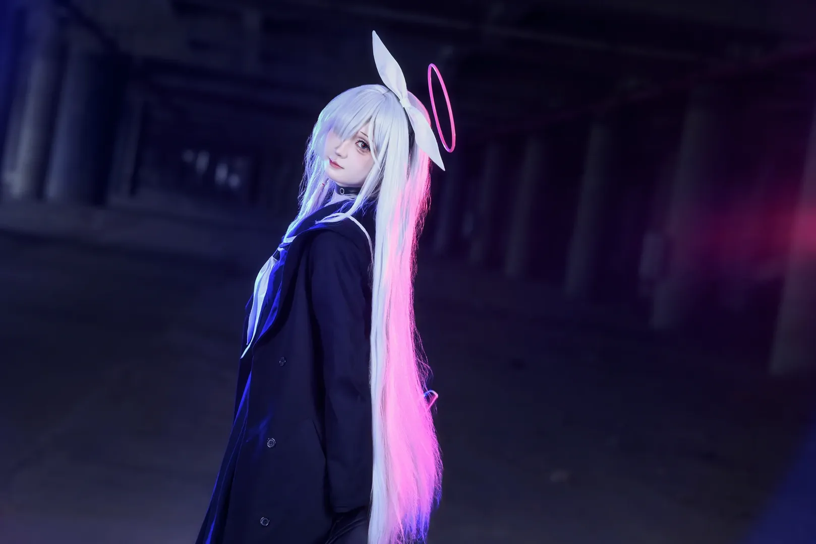 蔚蓝档案, 普拉娜cos, cosplay摄影, 霓虹光影, 废墟风 - 第4张
