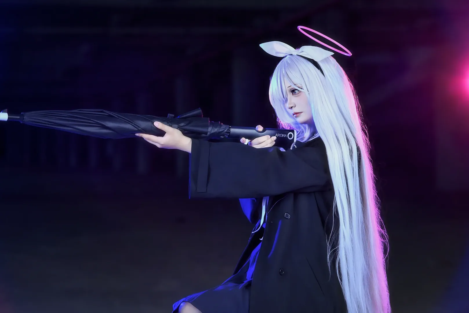 蔚蓝档案, 普拉娜cos, cosplay摄影, 霓虹光影, 废墟风 - 第9张