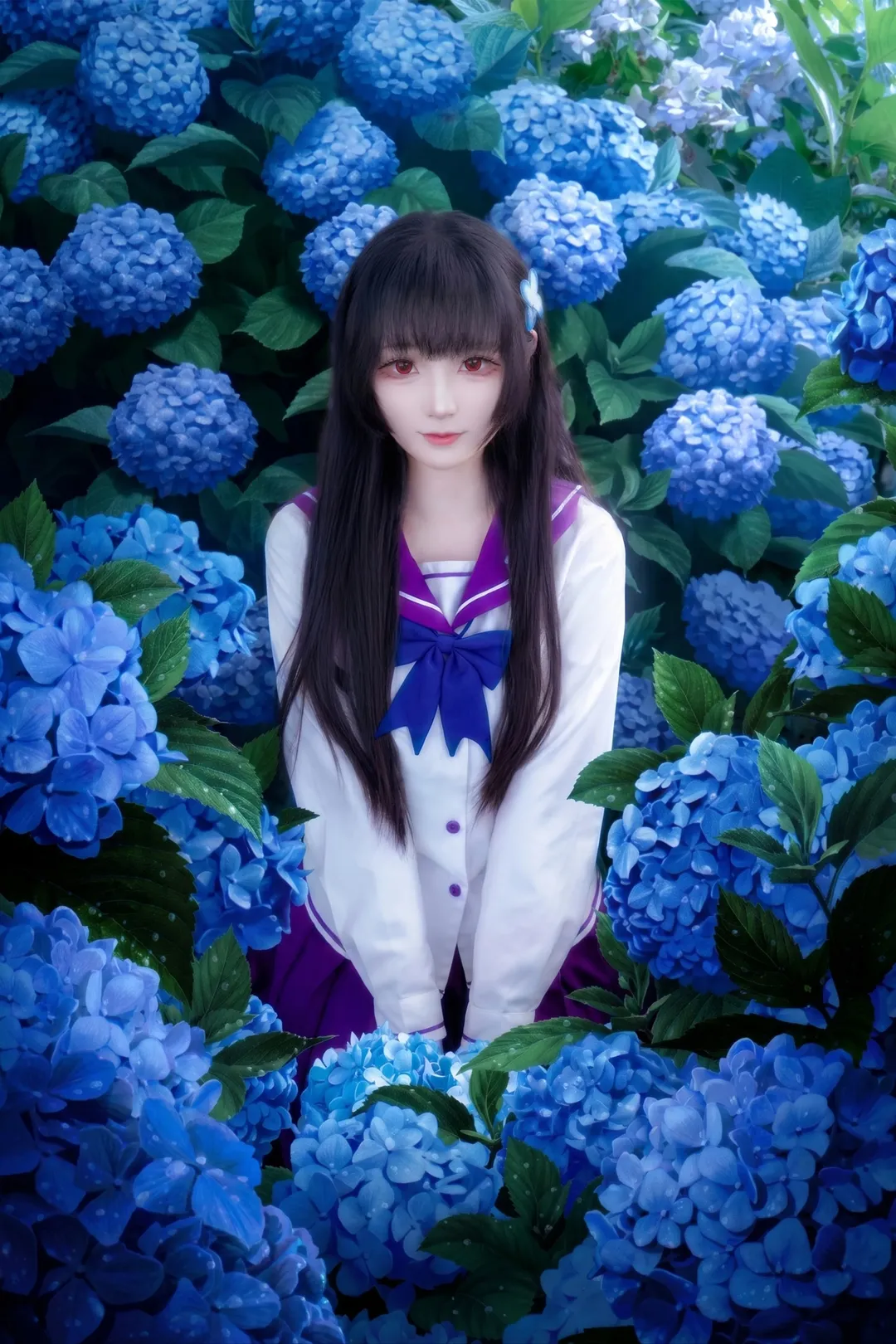 cosplay, 繡球花, 散華禮彌cos, 黑長直, 散華禮彌