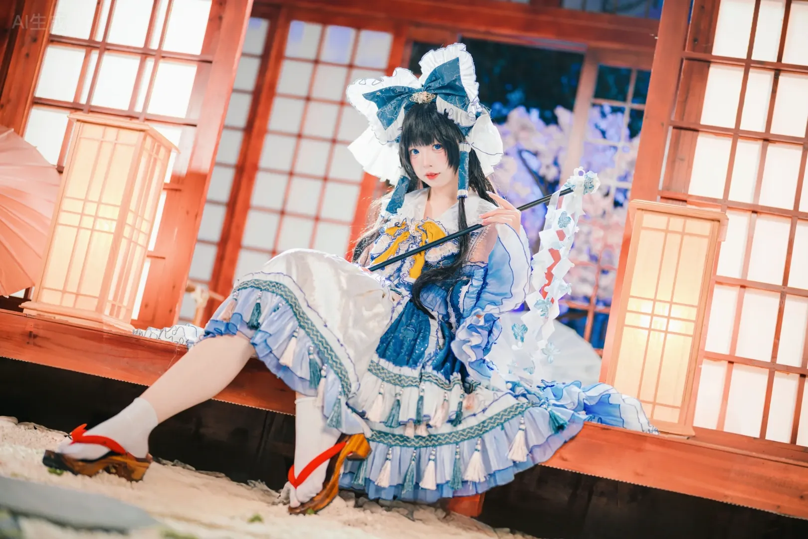 东方Project, 和风摄影, 二次元cosplay, 灵梦cos, 室内写真 - 第13张