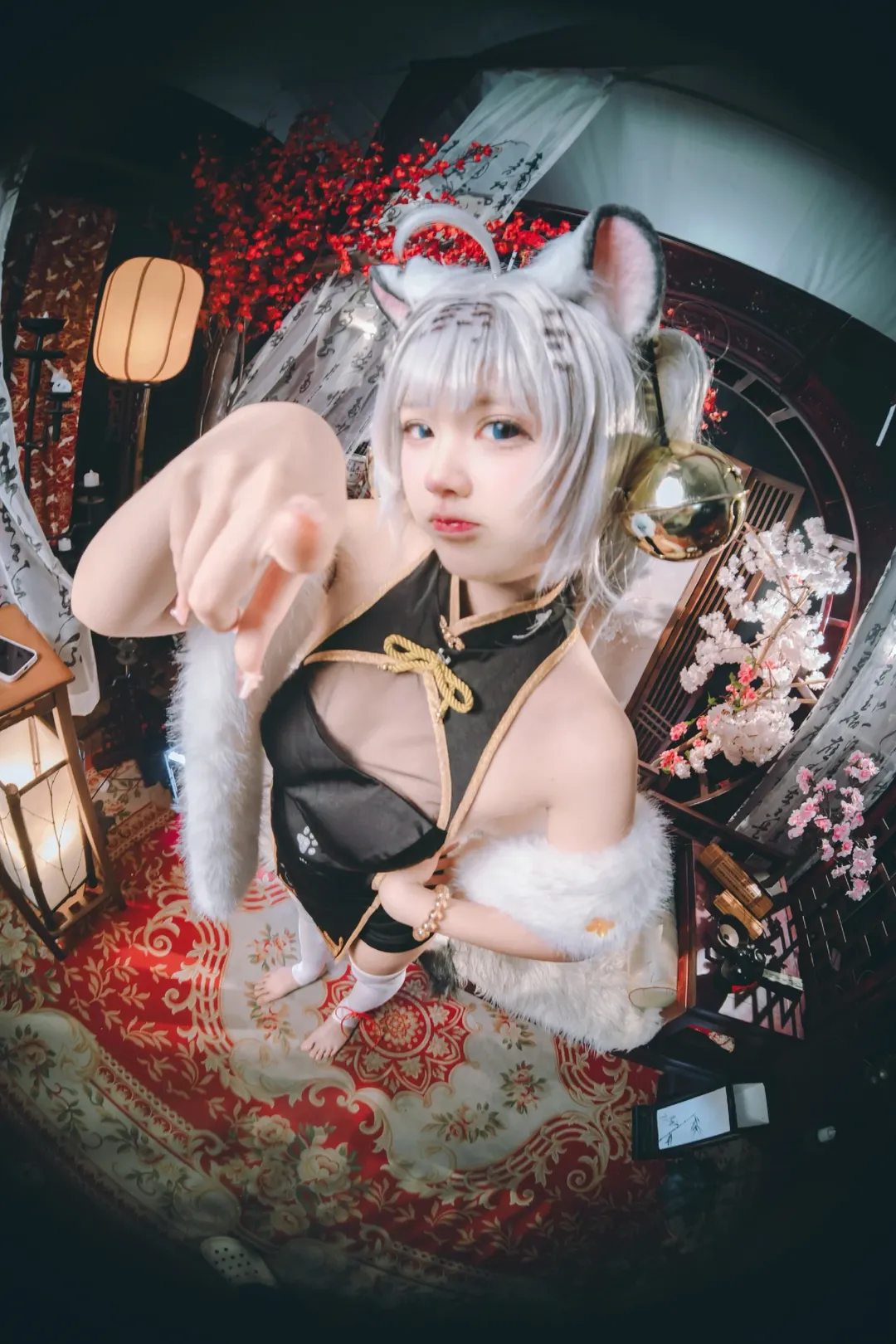 コスプレ写真, 白虎娘 コスプレ, 中国古風, 魚眼レンズ撮影, ケモノ娘コスプレ - 4枚目
