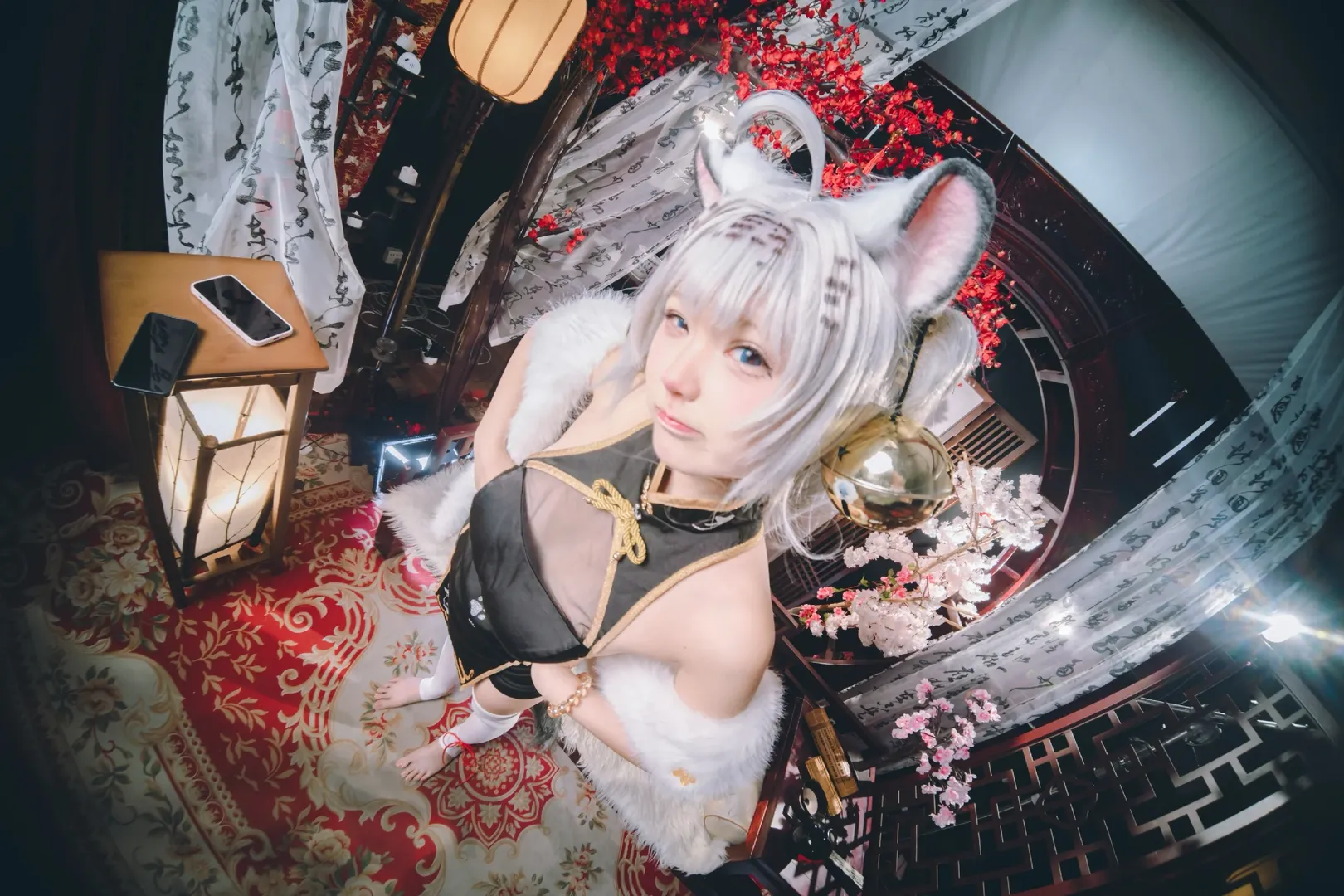 コスプレ写真, 白虎娘 コスプレ, 中国古風, 魚眼レンズ撮影, ケモノ娘コスプレ - 5枚目