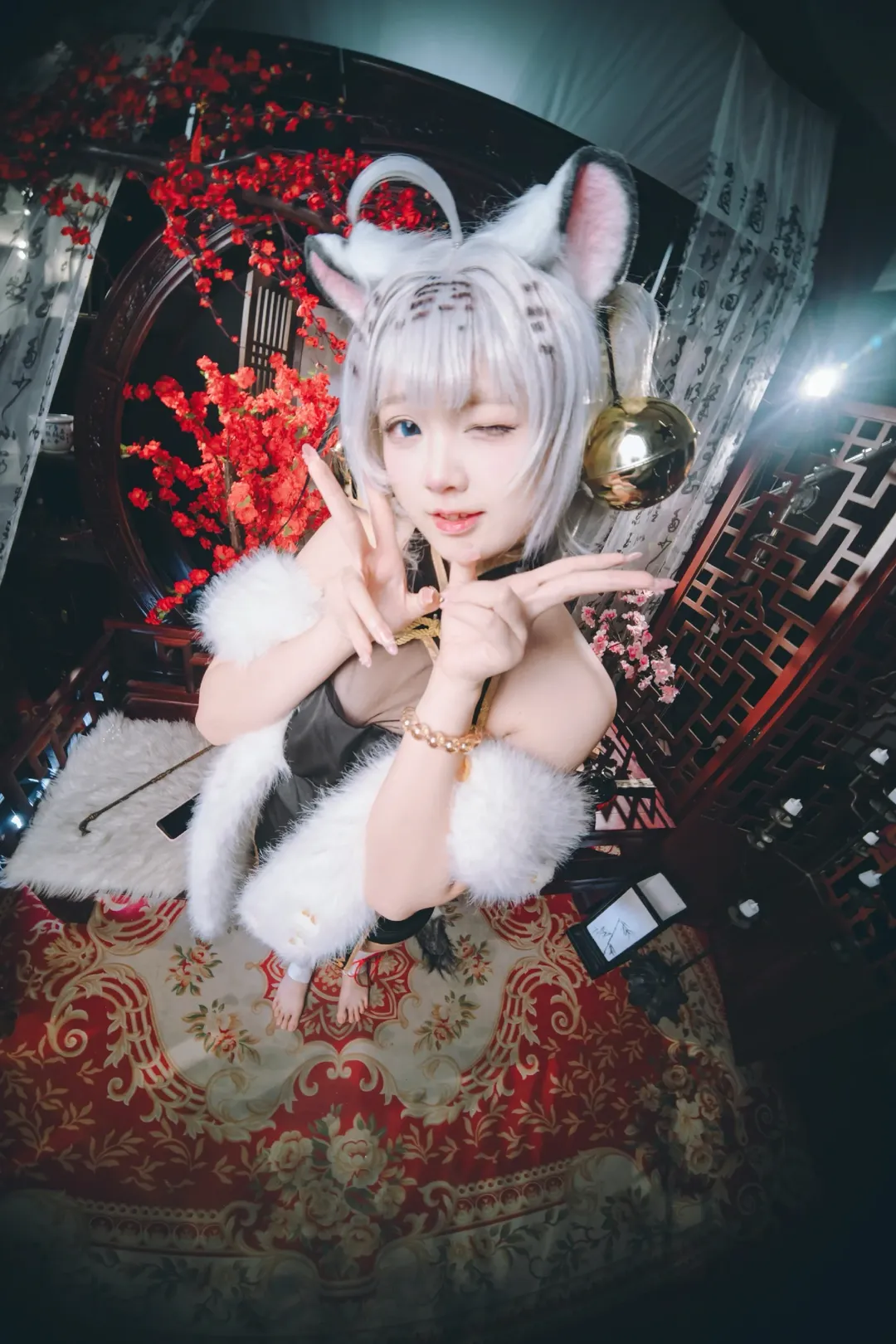コスプレ写真, 白虎娘 コスプレ, 中国古風, 魚眼レンズ撮影, ケモノ娘コスプレ - 6枚目