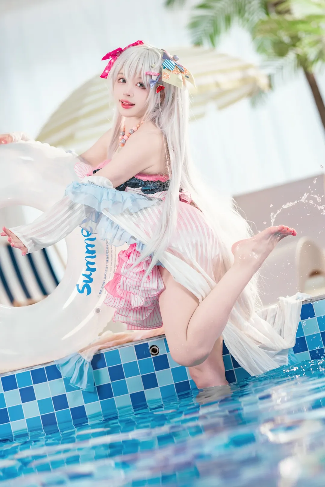 cosplay, 碧蓝档案, 夏日风格, 白洲梓cos, 泳池写真