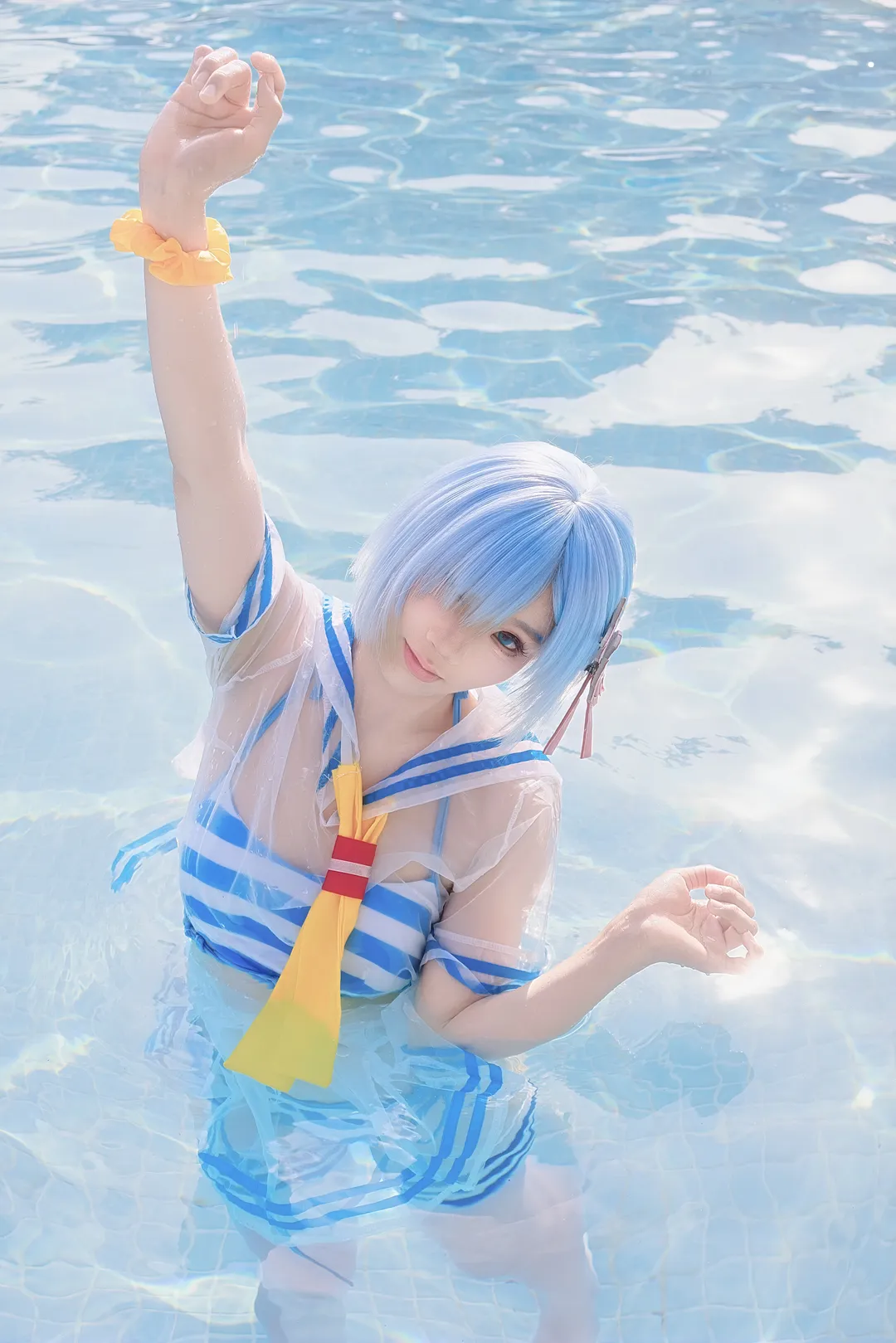 二次元摄影, 蕾姆cos, 泳装cosplay, Re:从零开始的异世界生活, 夏日水着 - 第2张