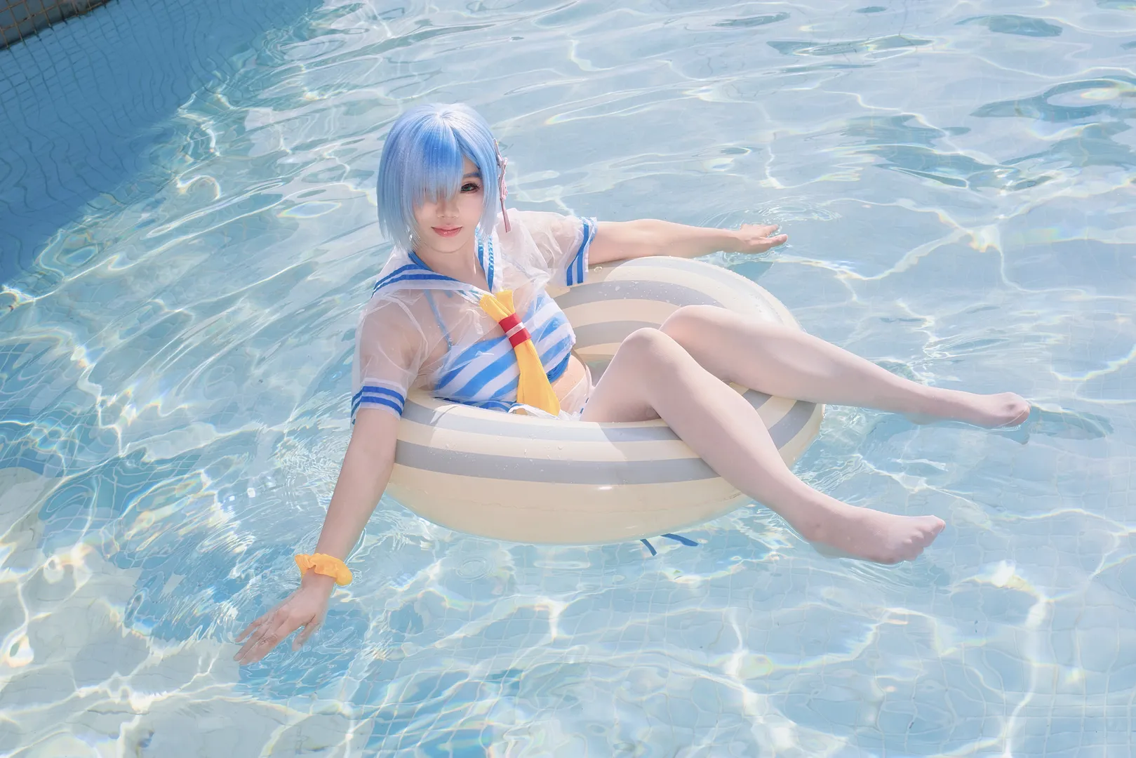 二次元摄影, 蕾姆cos, 泳装cosplay, Re:从零开始的异世界生活, 夏日水着