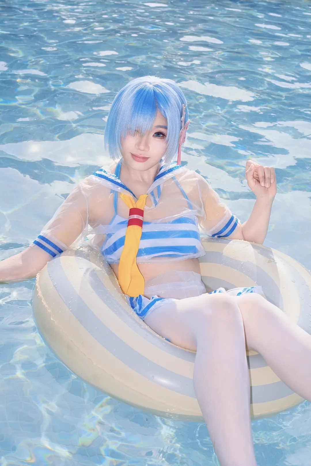 二次元摄影, 蕾姆cos, 泳装cosplay, Re:从零开始的异世界生活, 夏日水着 - 第4张