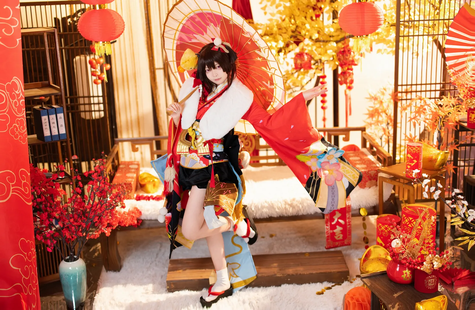 和风服装, cosplay摄影, 新年贺图, 阴阳师, 神乐cos