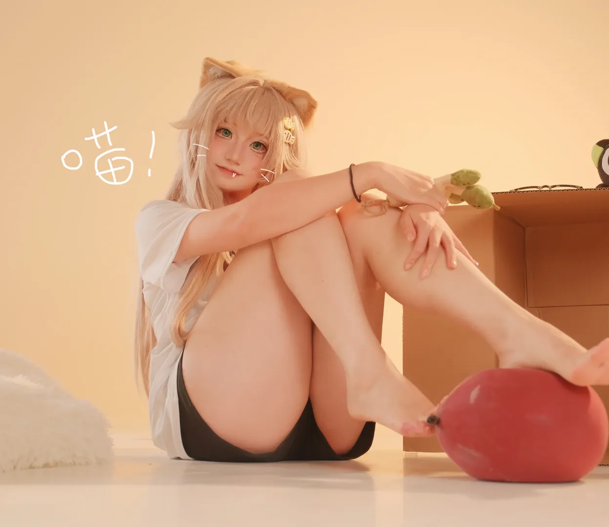 Home style, Kinako cosplay, Cat girl, Cute, Cardboard box - Image 3