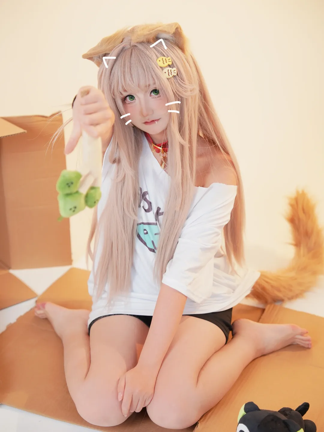 Home style, Kinako cosplay, Cat girl, Cute, Cardboard box - Image 4