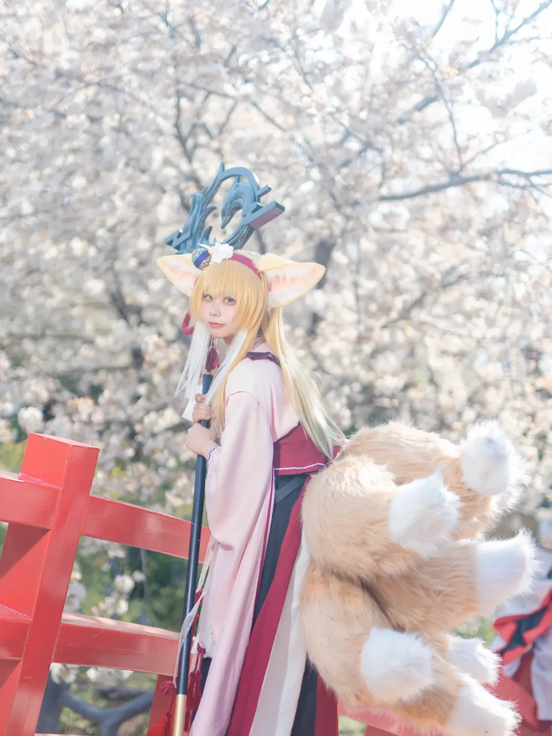 cosplay, 明日方舟, 铃兰cos, 樱花外景, 九尾狐