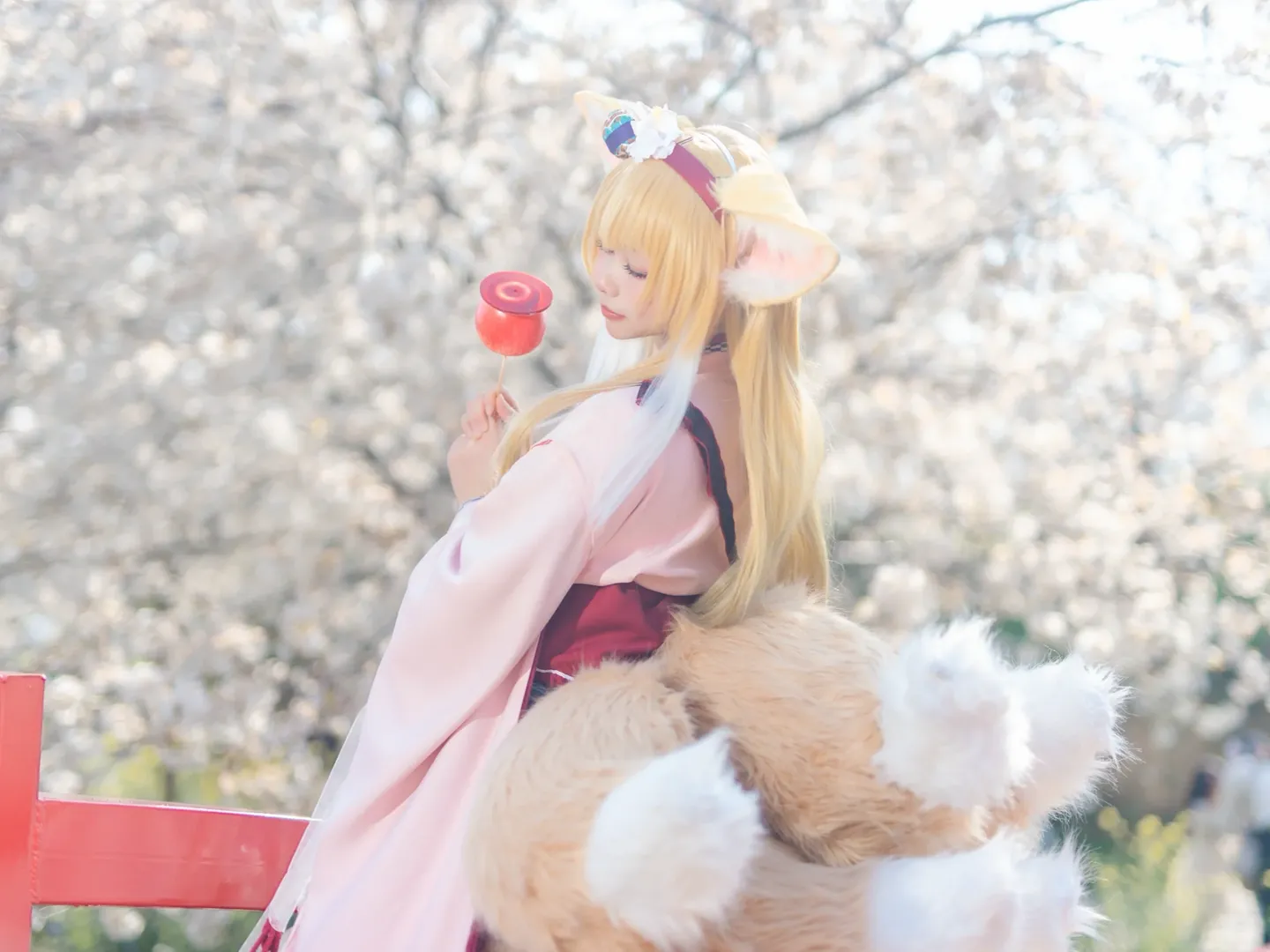 cosplay, 明日方舟, 铃兰cos, 樱花外景, 九尾狐 - 第2张