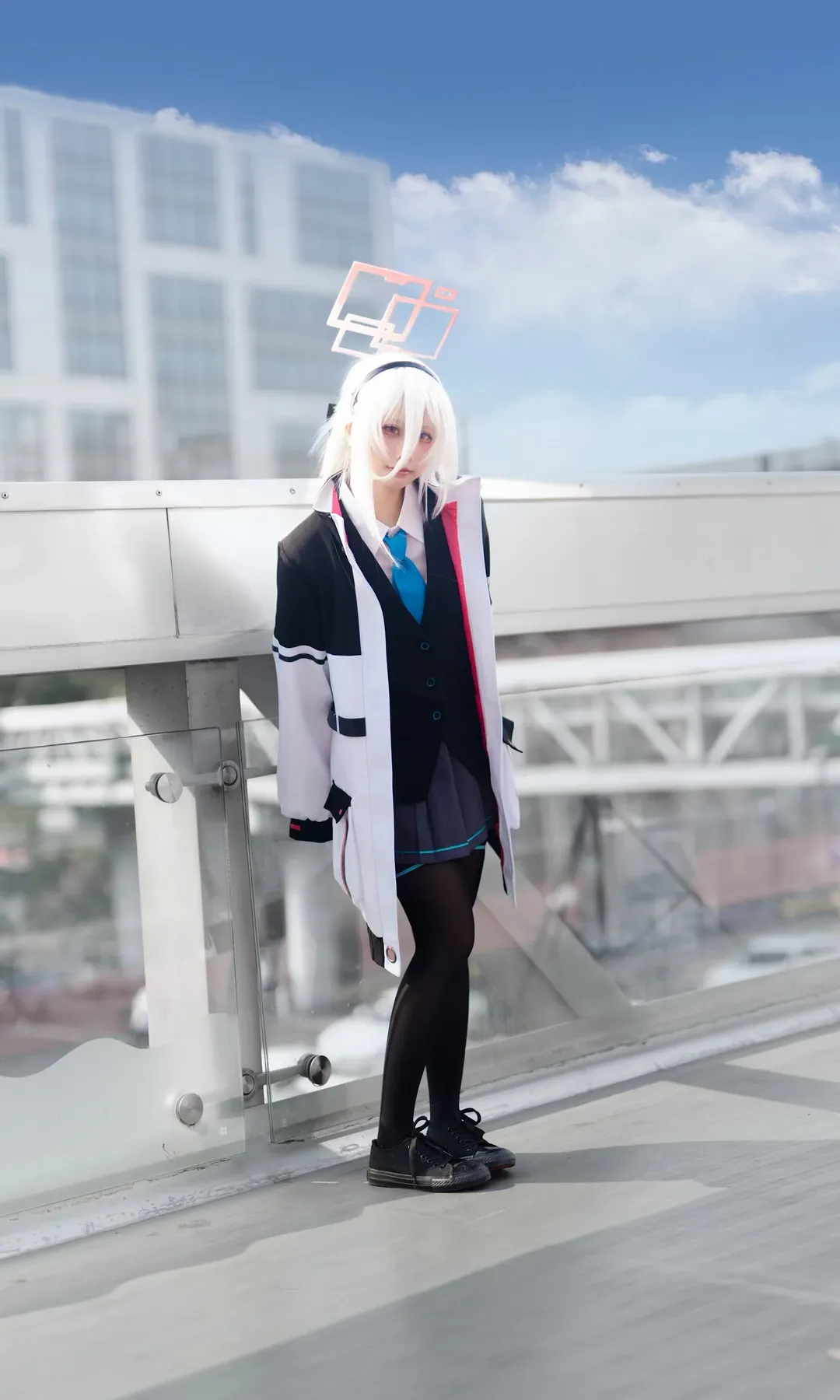 Blue Archive, Outdoor photography, Casual cosplay, Anime-style fashion, Tendo Kei cosplay