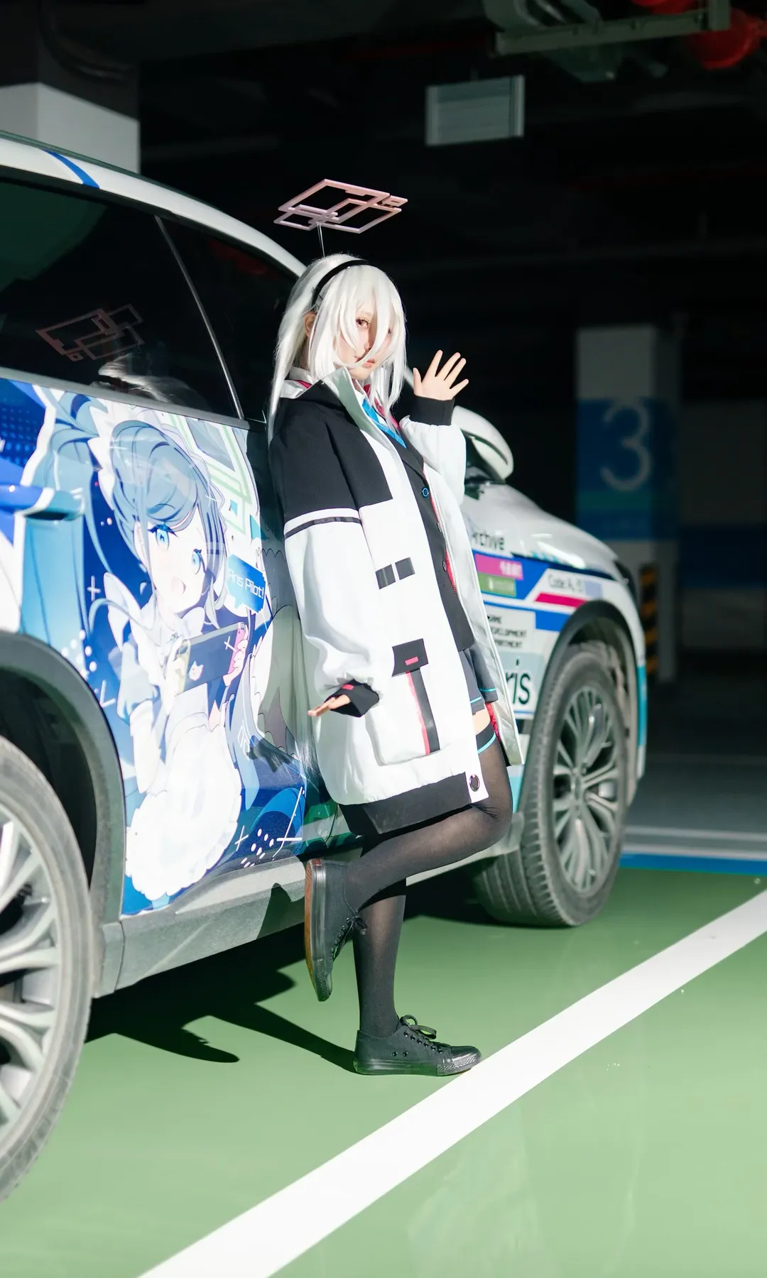 Blue Archive, Itasha, Tendou Arisu cosplay, Underground parking lot photography, Millennium Science School - Image 3