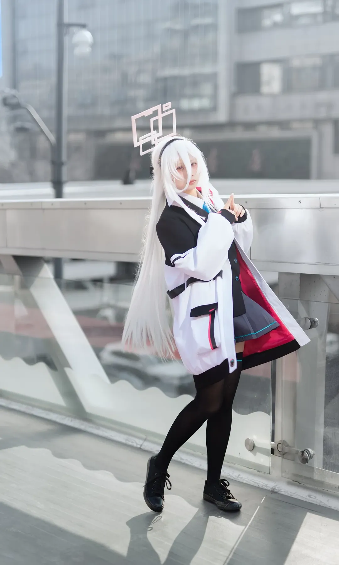 碧蓝档案, cosplay穿搭, 白色假发, 凯伊cos, 天桥摄影