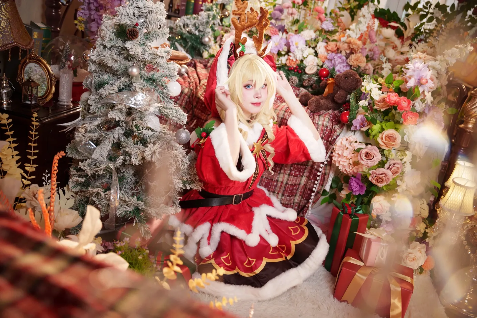 原神, cosplay, 二次元摄影, 芭芭拉cos, 圣诞cos