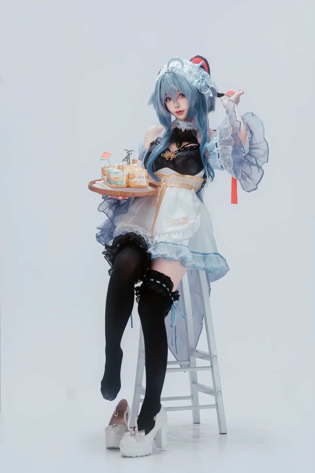 Genshin Impact, Ganyu Cosplay, cosplay, Maid outfit, Pose reference - Image 10