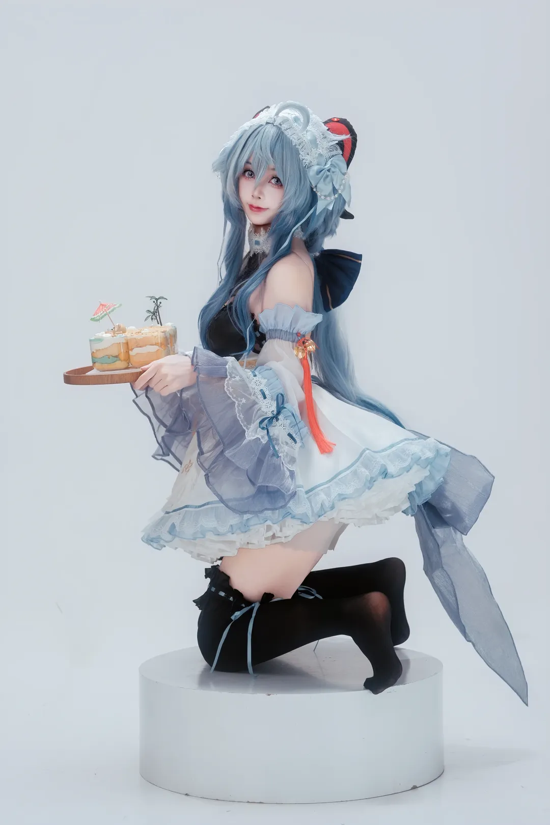 Genshin Impact, Ganyu Cosplay, cosplay, Maid outfit, Pose reference - Image 6