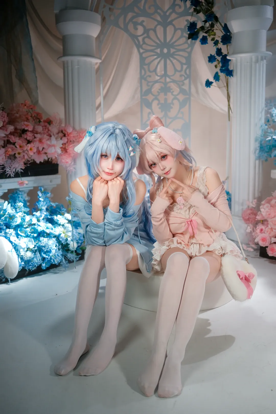 Genshin Impact, Sangonomiya Kokomi cosplay, Cosplay photography, Duo cosplay, Anime-style photography