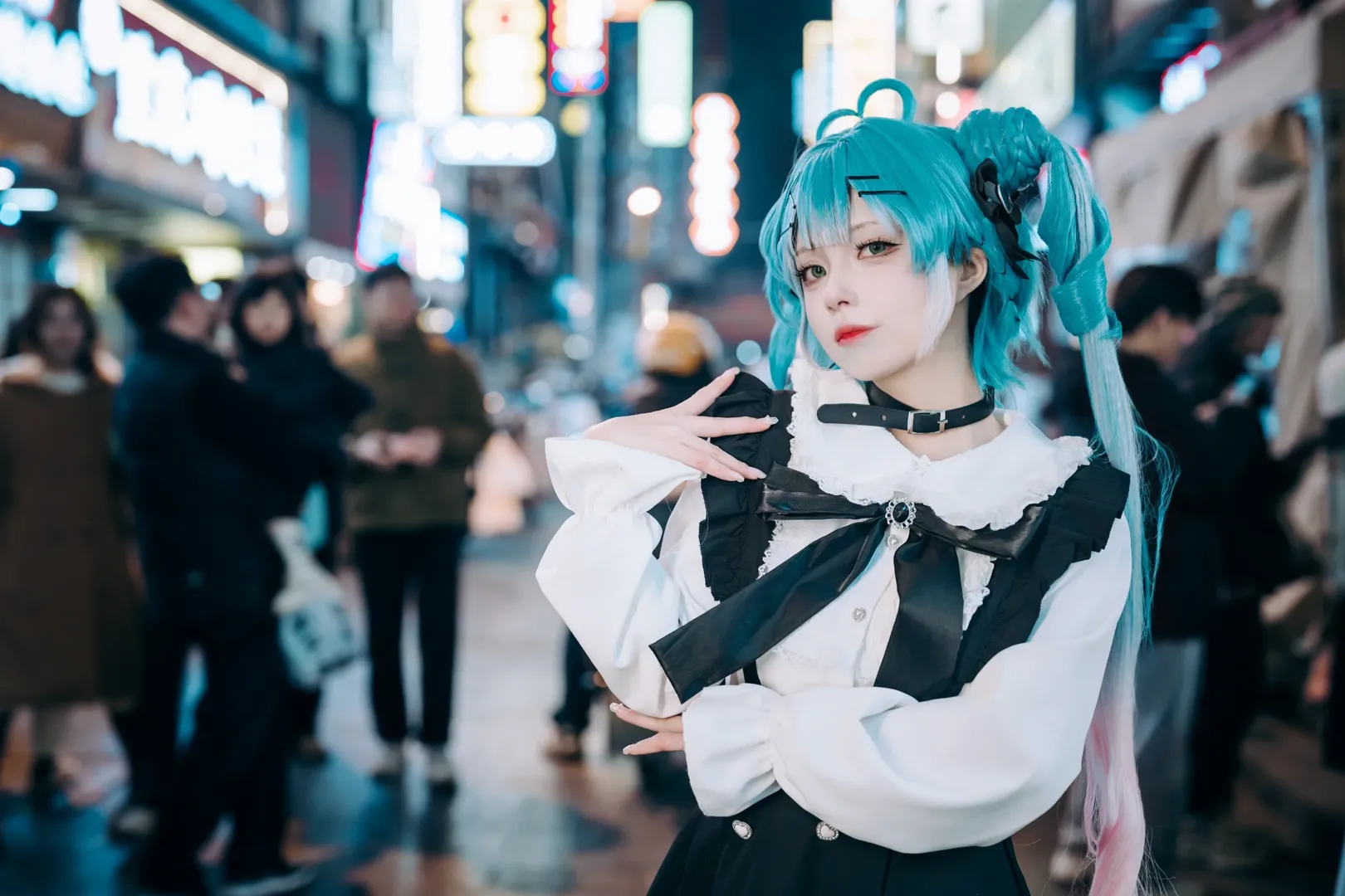 二次元, 初音未来cos, 夜景人像, VOCALOID, 地雷系穿搭