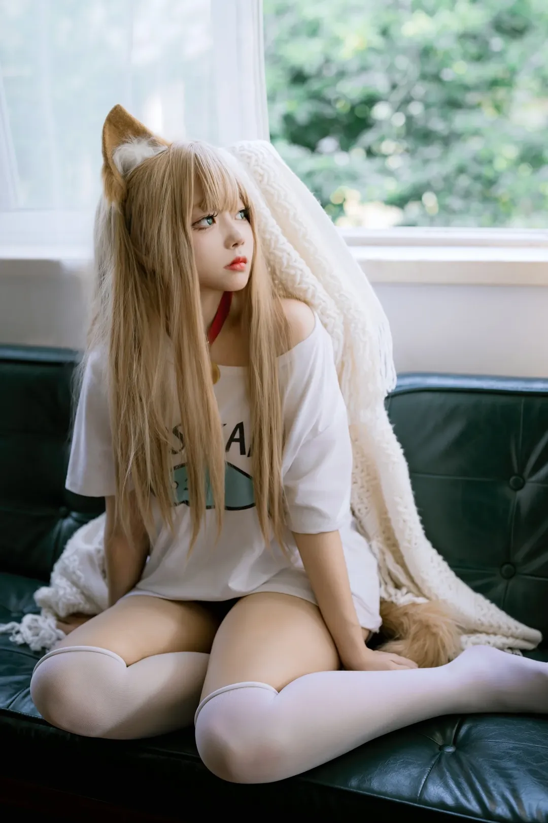 白丝穿搭, 兽耳cosplay, 居家风摄影, 慵懒日常, 纸箱猫娘 - 第5张
