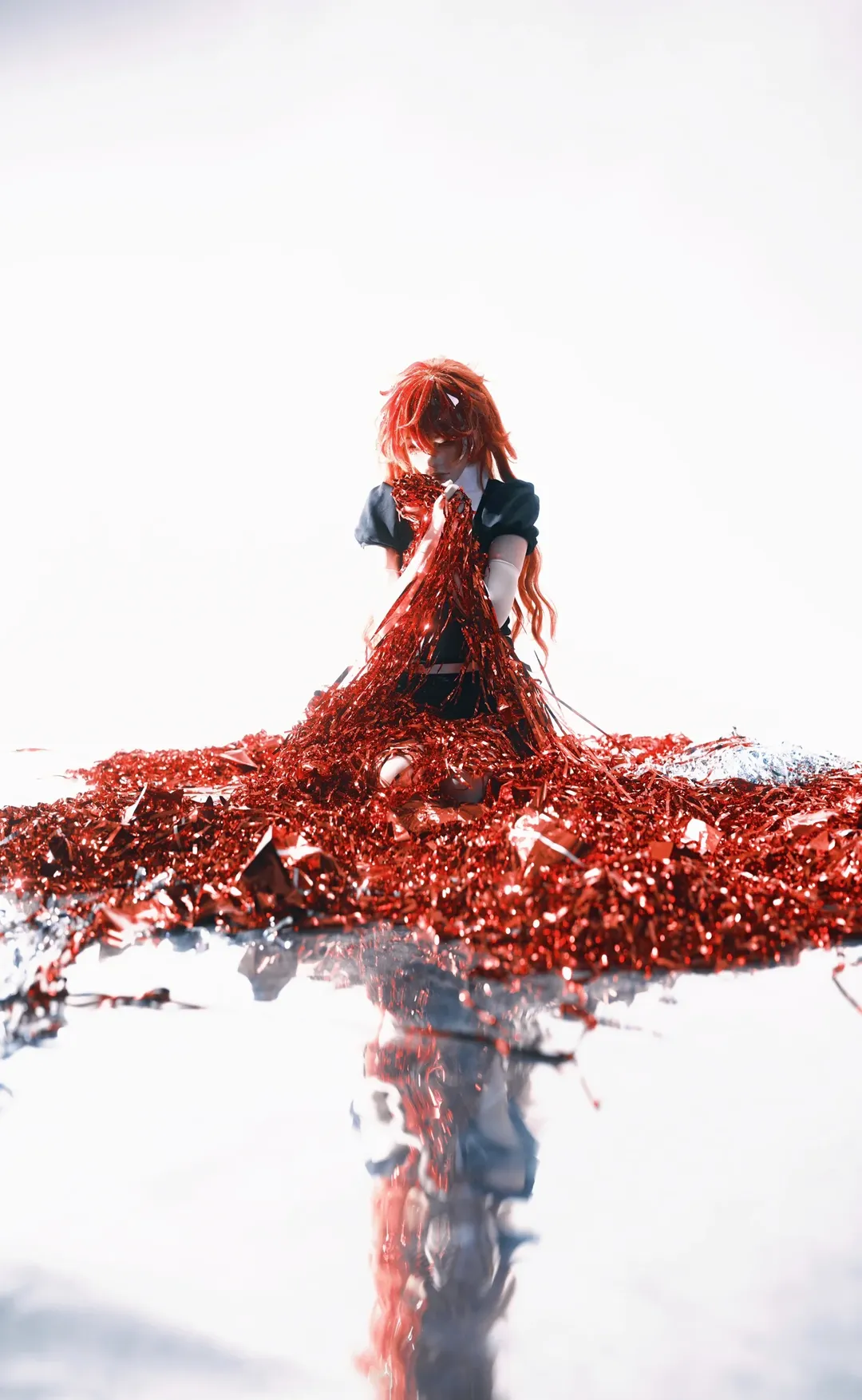 Cosplay photography, Padparadscha cosplay, Land of the Lustrous, Red wig, Padparadscha sapphire