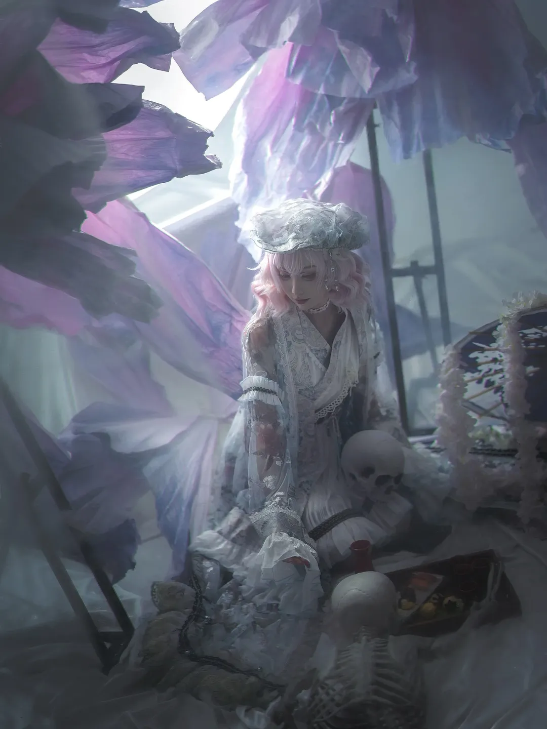 东方project, 西行寺幽幽子cos, cosplay摄影, 二次元仿妆, 和风幻想