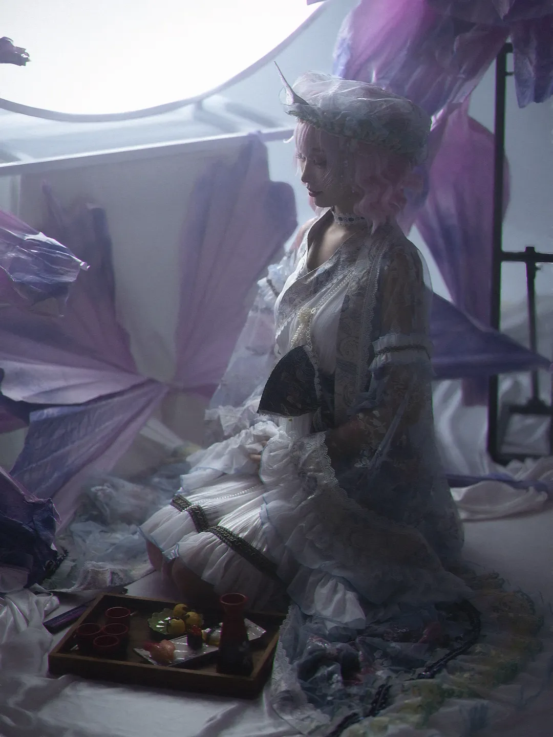 东方project, 西行寺幽幽子cos, cosplay摄影, 二次元仿妆, 和风幻想 - 第5张