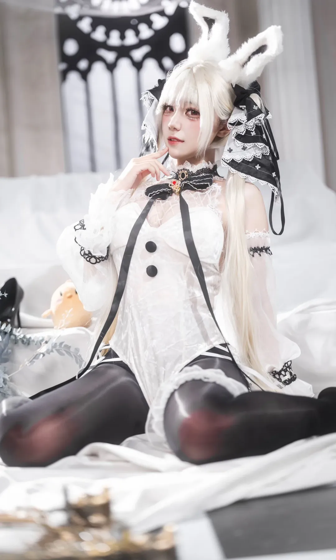 二次元摄影, 碧蓝航线, 可畏cos, 兔女郎穿搭, 黑白风cosplay