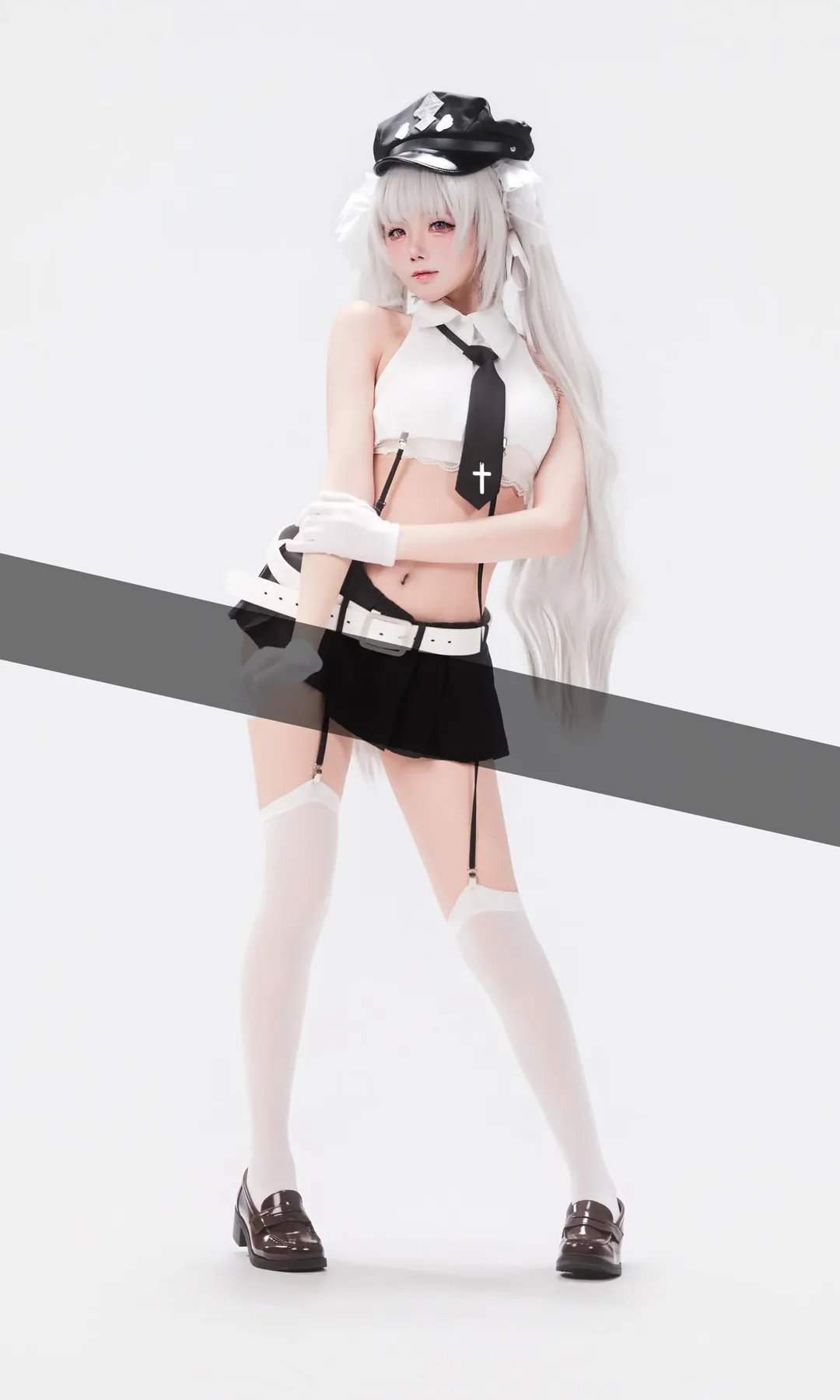 二次元穿搭, 白毛cosplay, 天使女警cos, 制服写真, 日常可出街 - 第3张