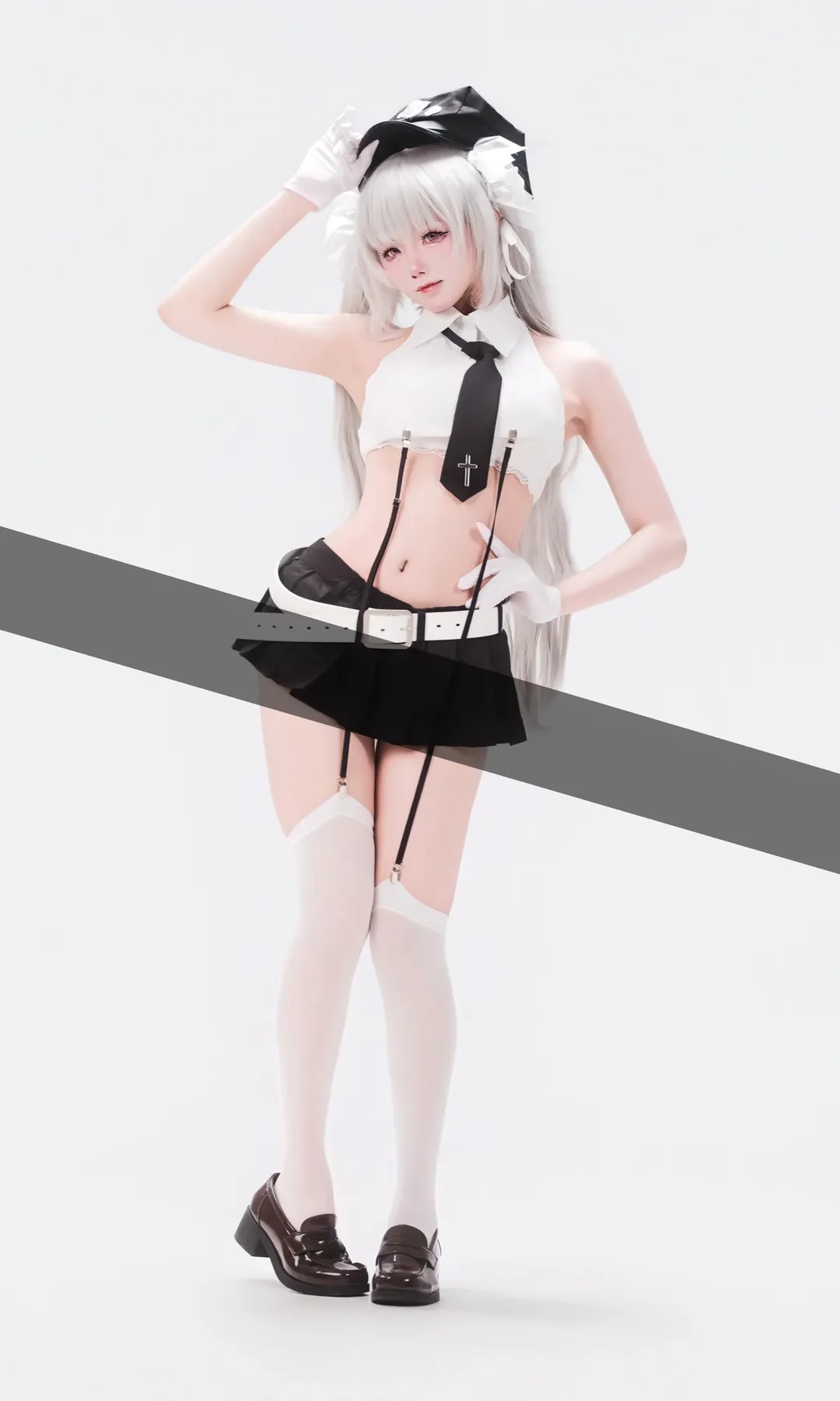 二次元穿搭, 白毛cosplay, 天使女警cos, 制服写真, 日常可出街 - 第4张