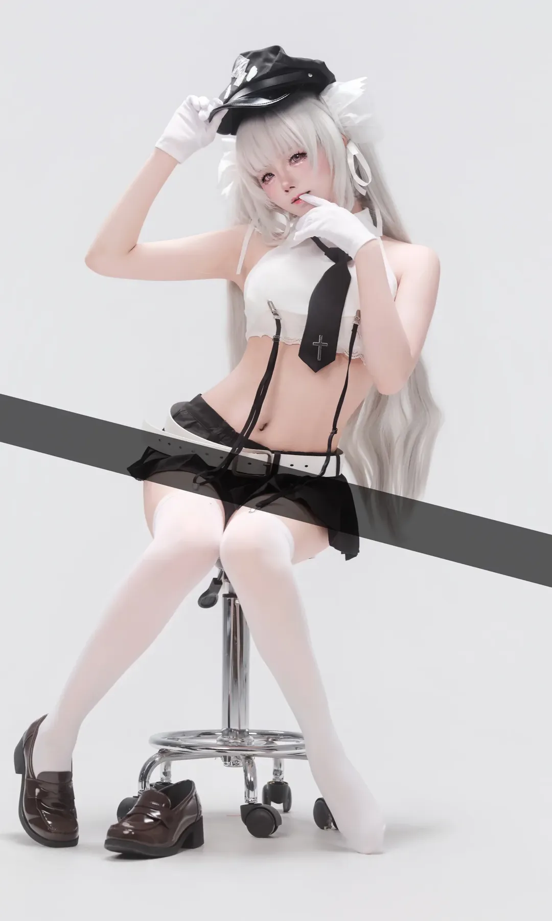 二次元穿搭, 白毛cosplay, 天使女警cos, 制服写真, 日常可出街 - 第5张
