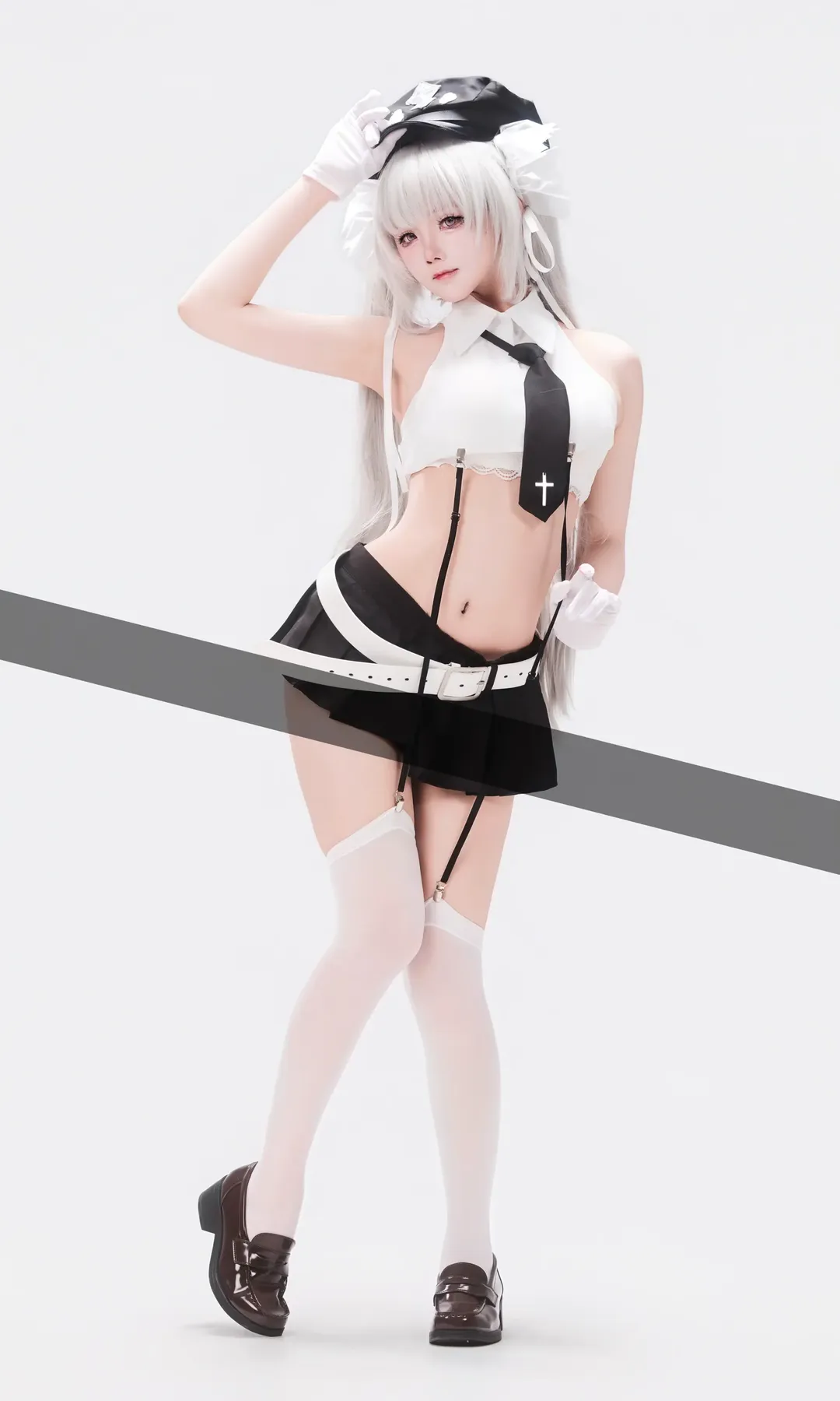 二次元穿搭, 白毛cosplay, 天使女警cos, 制服写真, 日常可出街 - 第6张