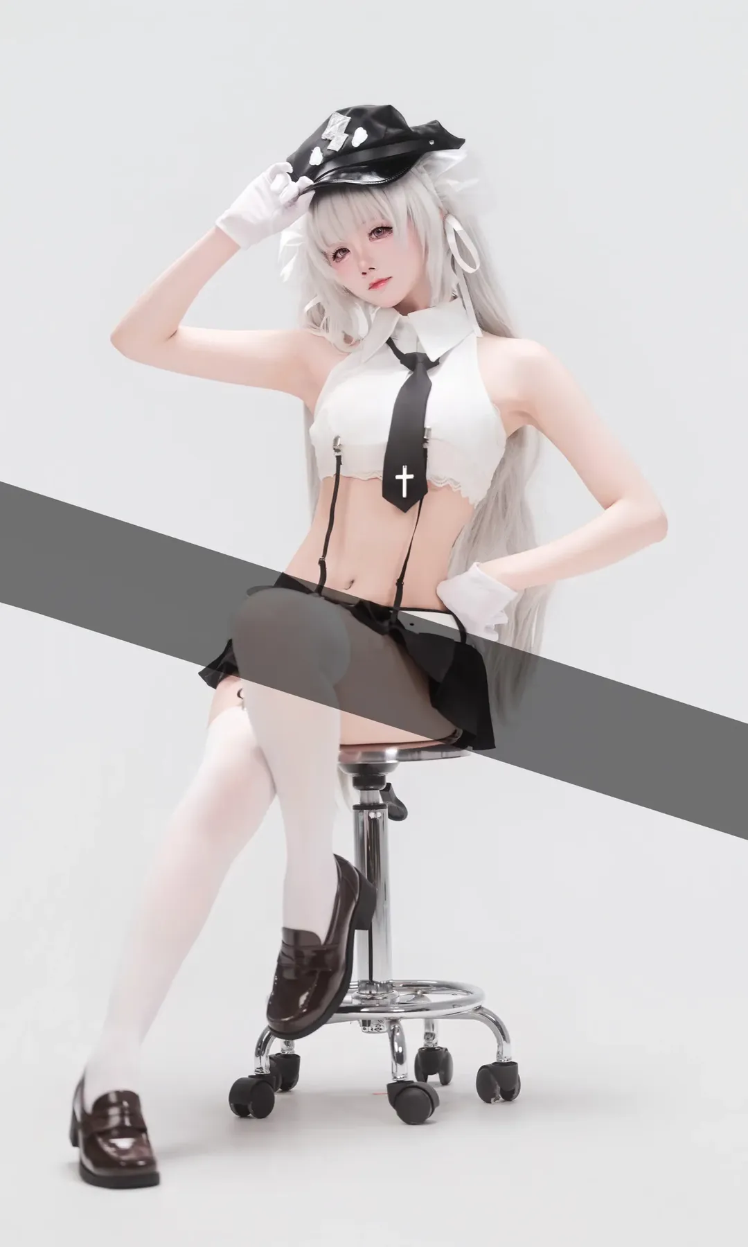 二次元穿搭, 白毛cosplay, 天使女警cos, 制服写真, 日常可出街 - 第7张