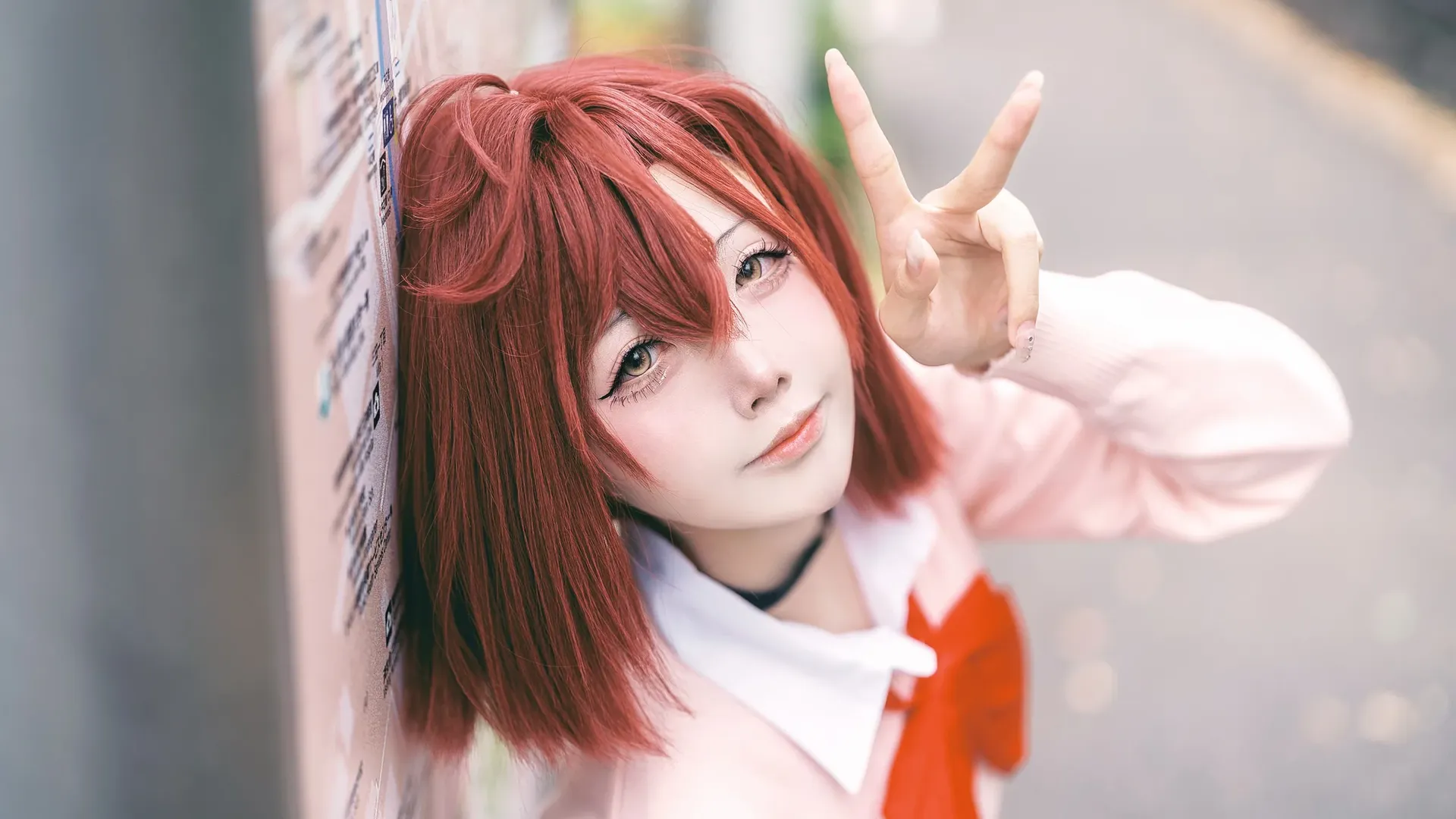 红发造型, 绫濑桃cos, 胆大党, 东京塔, cosplay街拍
