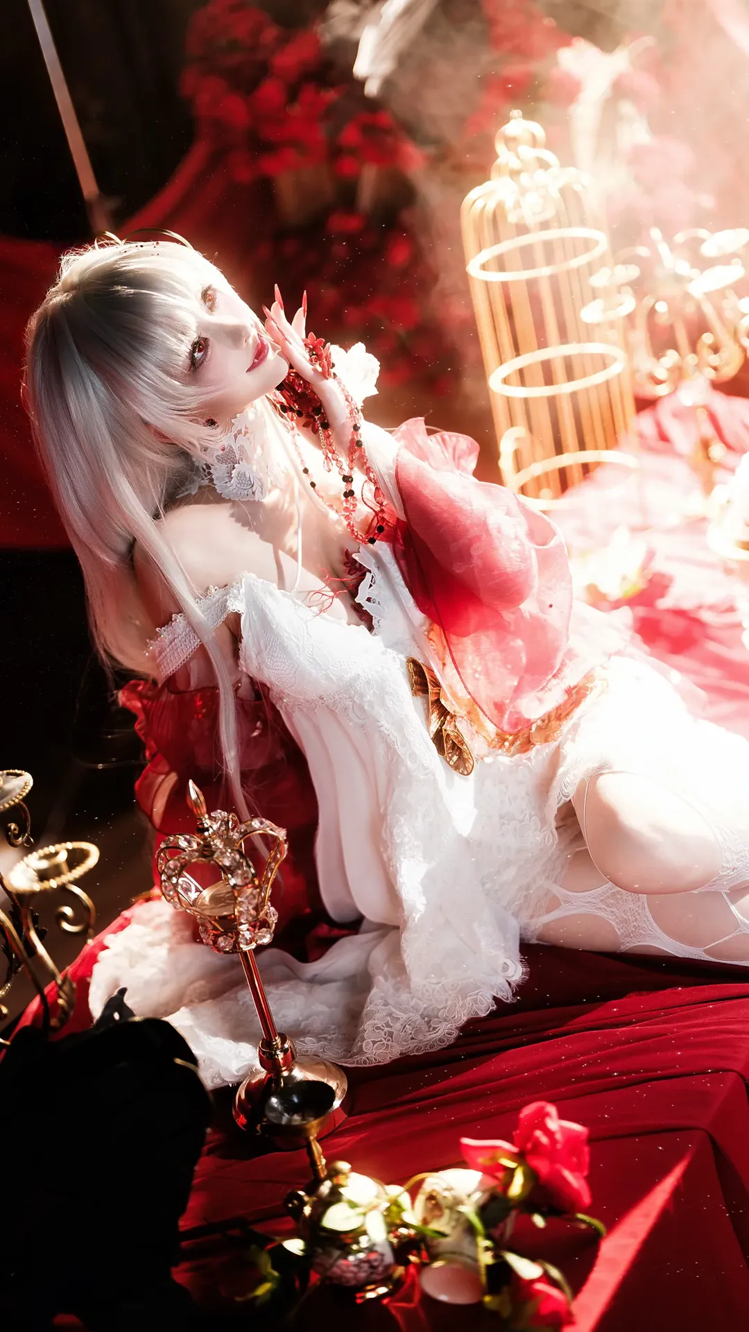 cosplay摄影, 无期迷途, 可可莉克cos, 暗黑系装扮, 白毛红瞳 - 第1张