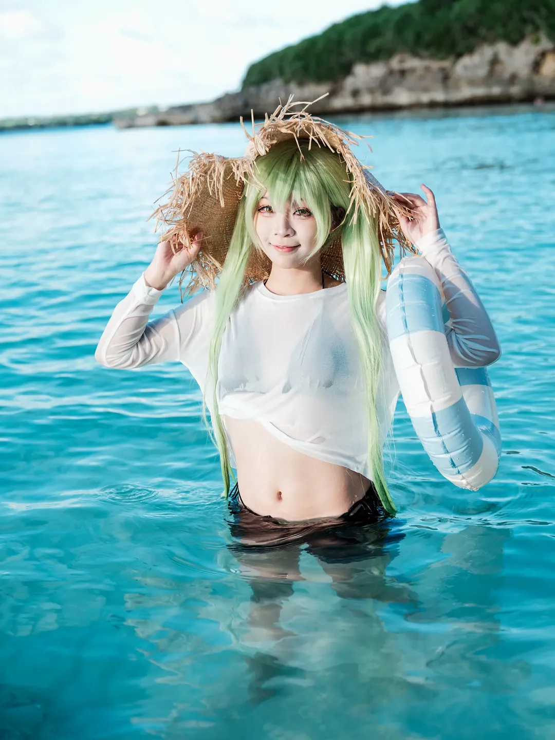 二次元, cosplay, 海边摄影, 夏日氛围, 水着