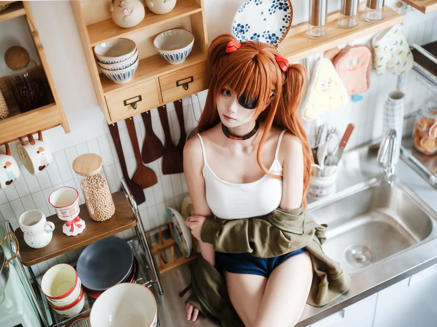 二次元摄影, 明日香cos, 新世纪福音战士, EVA明日香, 厨房cosplay - 第1张