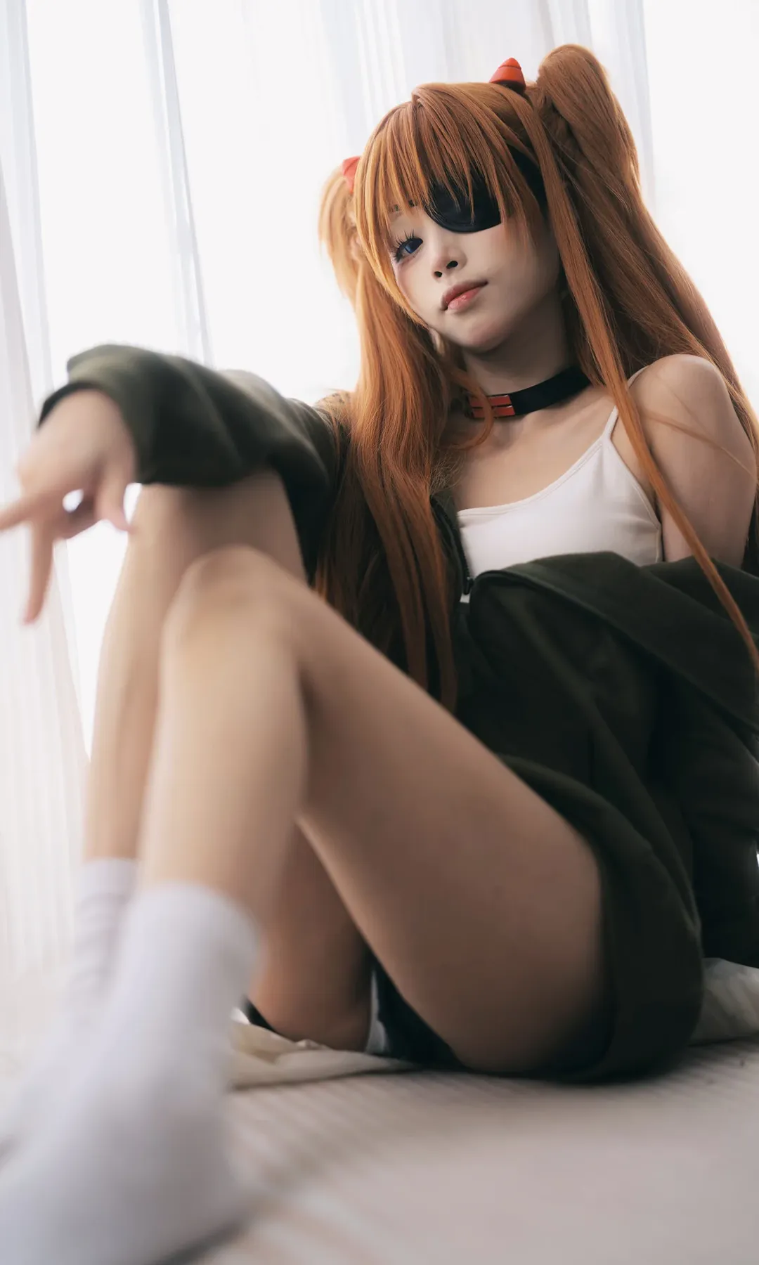 EVA, 明日香cos, 新世纪福音战士, 双马尾眼罩, 二次元居家写真 - 第4张