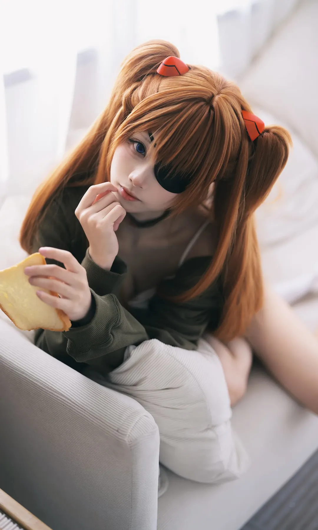 EVA, 明日香cos, 新世纪福音战士, 双马尾眼罩, 二次元居家写真 - 第5张