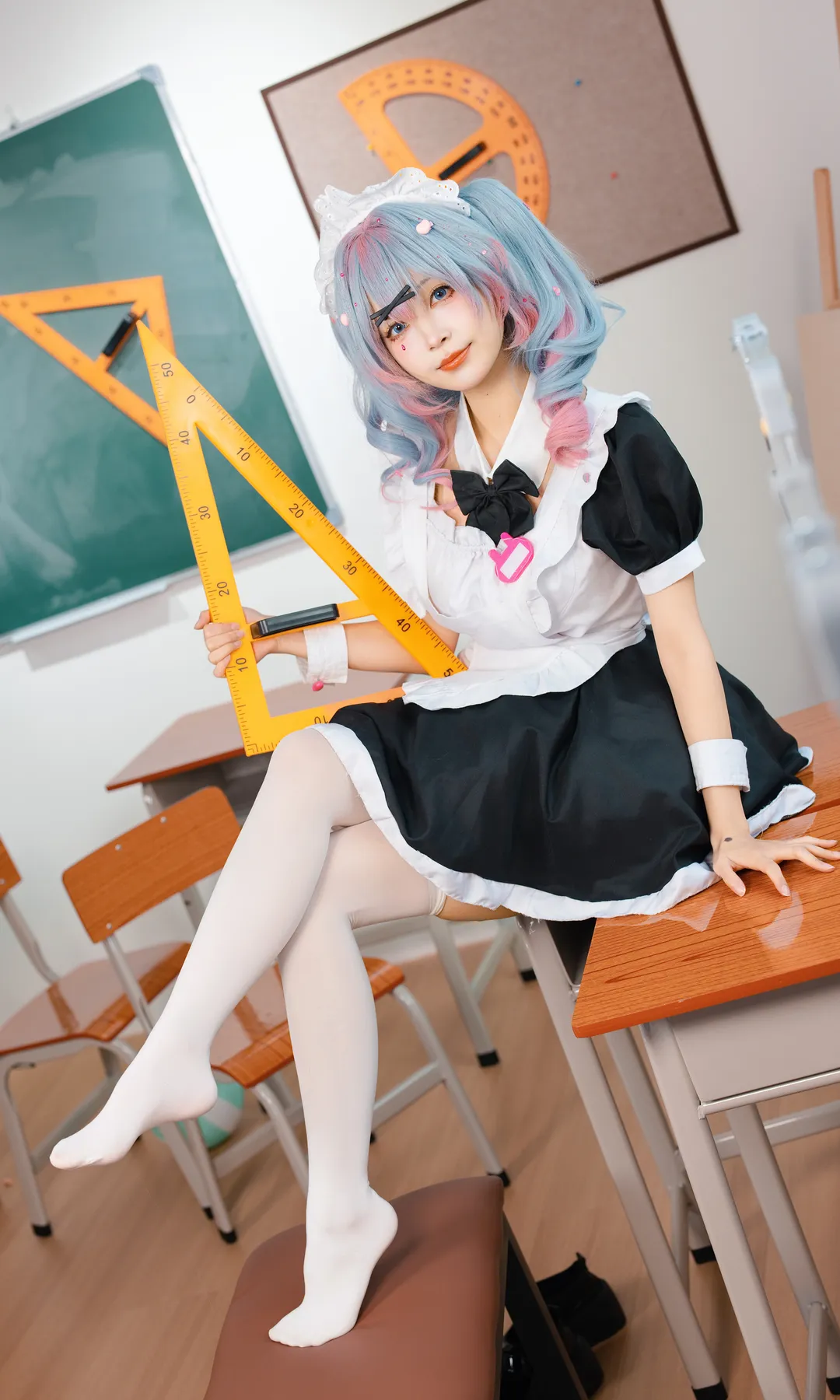 女仆装, 初音未来, 初音cos, 日系少女, 教室摄影