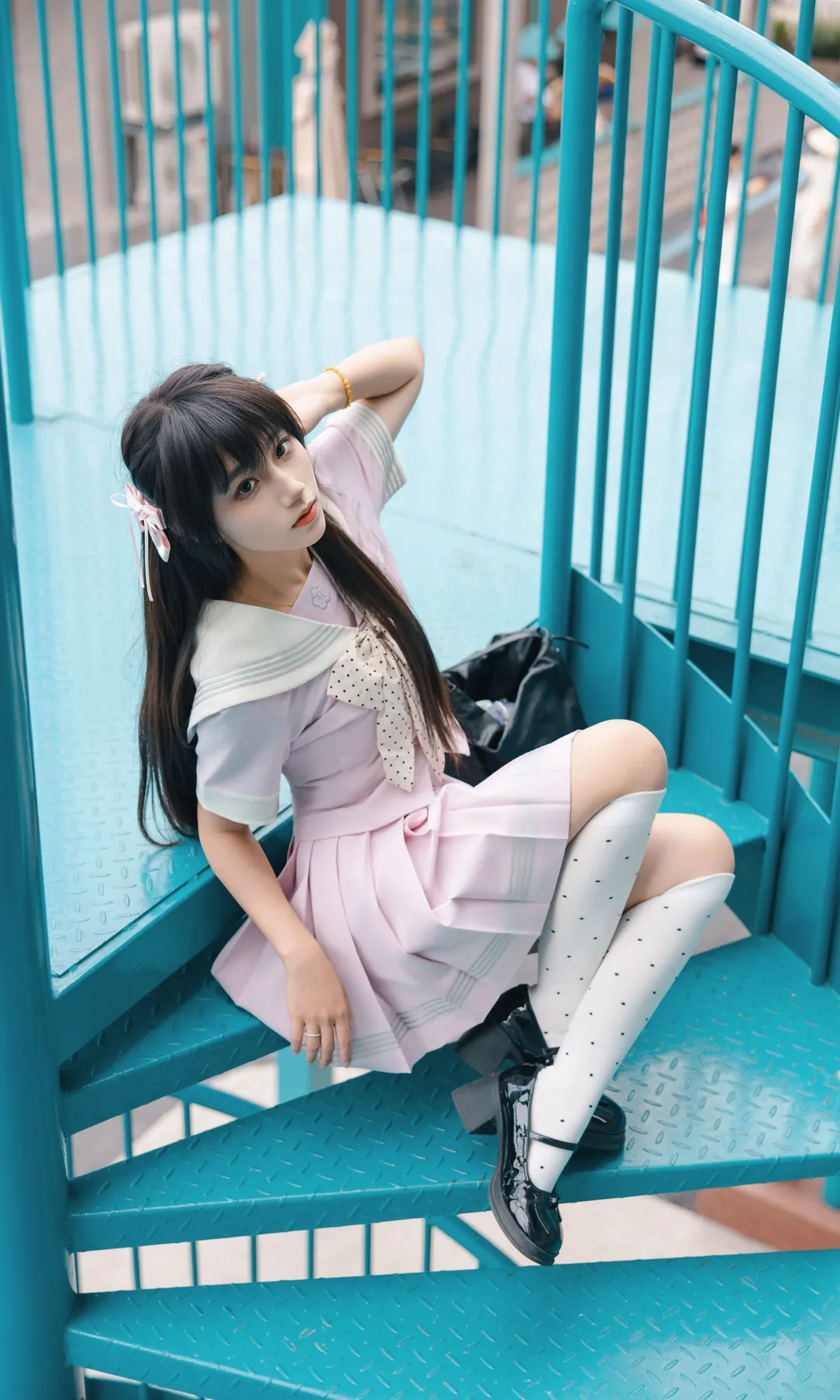 二次元摄影, 工业风外景, 日系JK穿搭, 粉色水手服, 水手服cos - 第2张