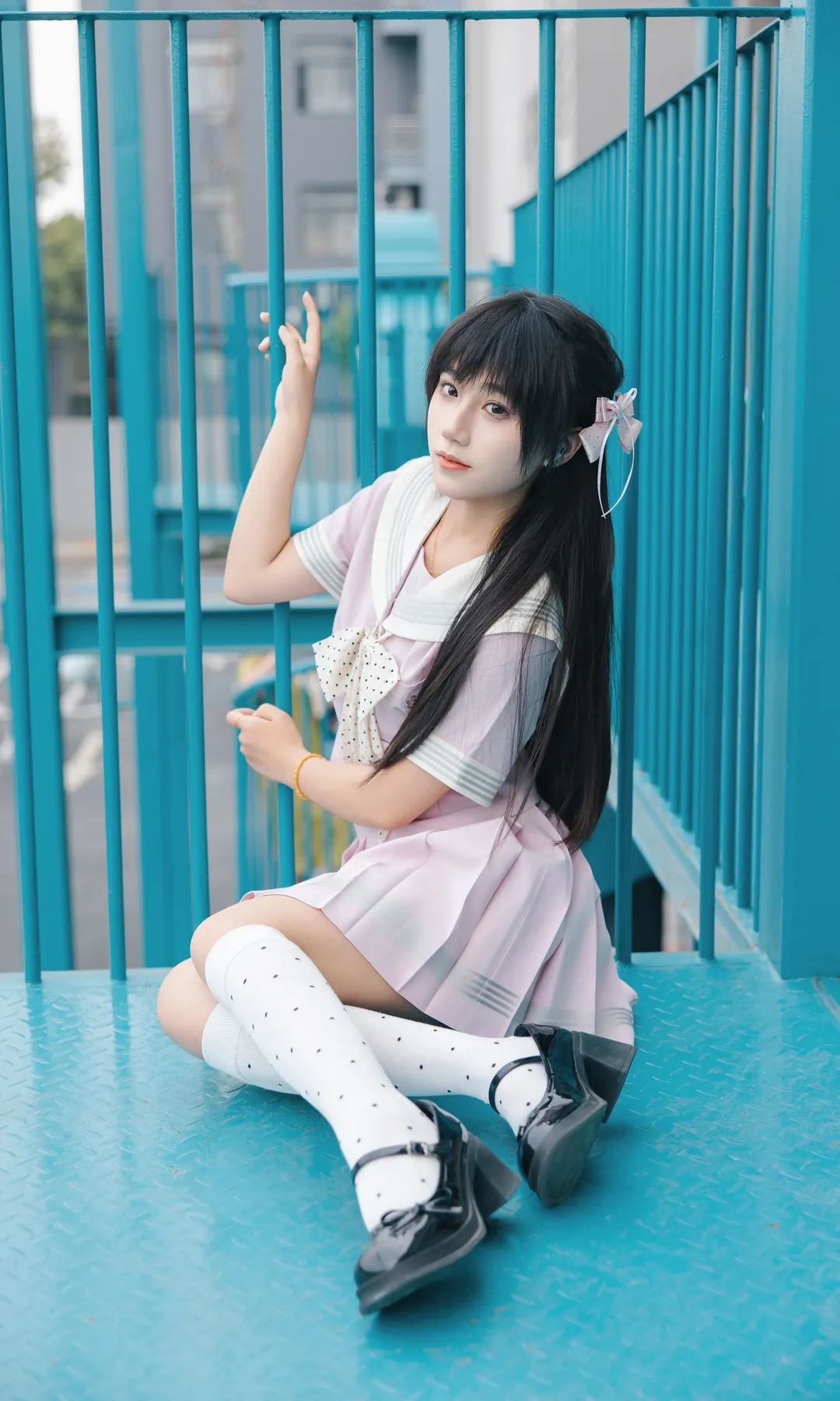 二次元摄影, 工业风外景, 日系JK穿搭, 粉色水手服, 水手服cos - 第6张