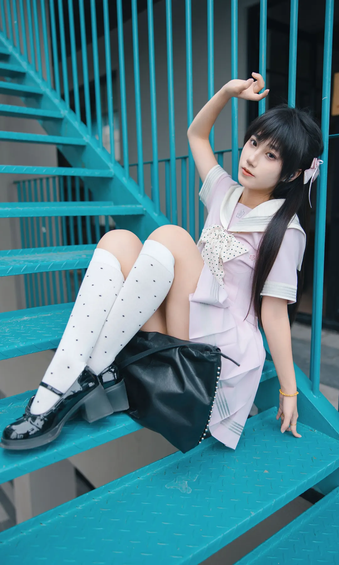 二次元摄影, 工业风外景, 日系JK穿搭, 粉色水手服, 水手服cos - 第8张